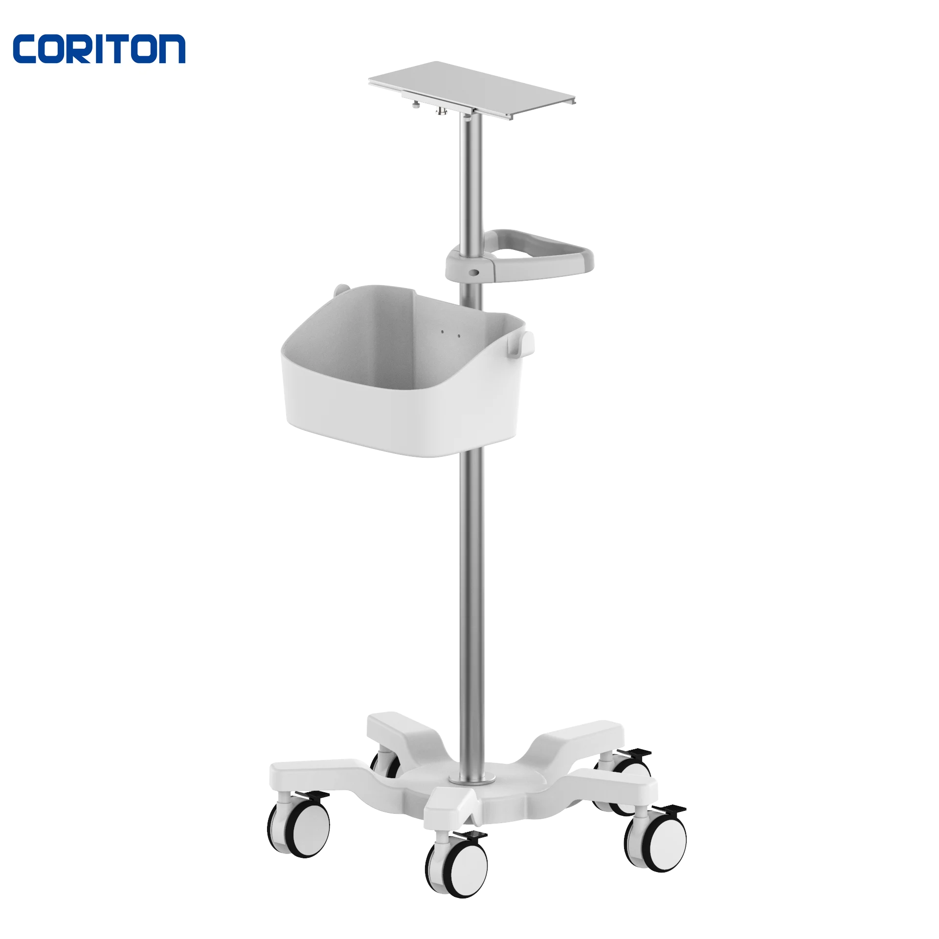 CORITON rolling stand patient equipment device trolley  bracket best price OEM factory clinic patient monitoring trolley