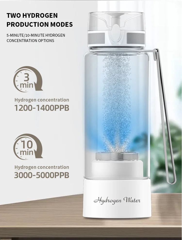 3000ppb Hydrogen and Oxygen Separation  Technology SPE PEM Hydrogen Water Bottle 2024 Portable Hydrogen Water Generators