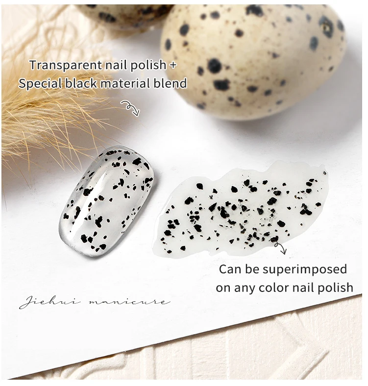 RTS 8ml Quail Egg Effect Varnishes Eggshell Hybrid Design Base Top Coat Gel Nails Art Nail Polish
