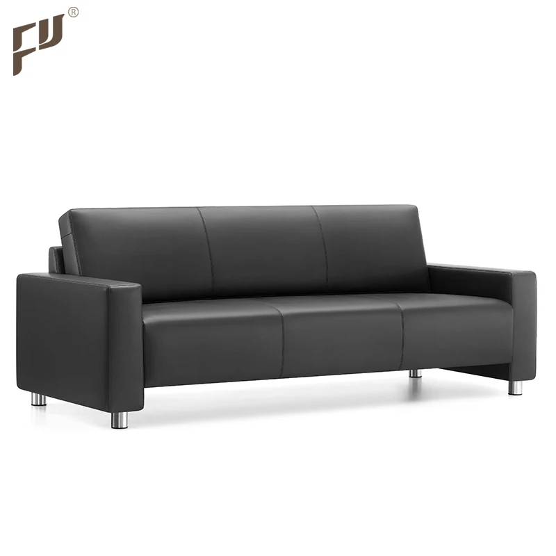 Foshan Black Luxury Single Sofa for Office 1 Seater Faux Leather Contemporary Modern Leather Sofa With Buttons
