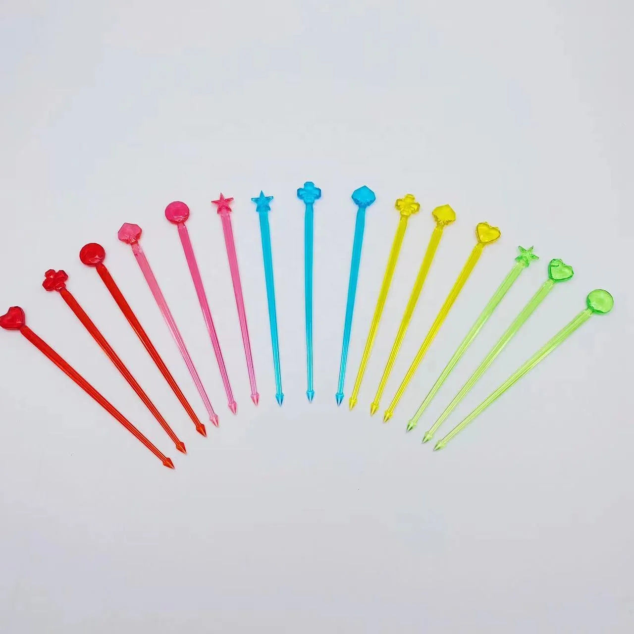 Plastic fruit skewers dessert cocktail skewer long food picks heart food picks