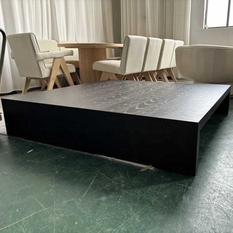 Ferly 2023 New Luxurious  Quality Multifunction Solid Wooden  Living Room Furniture Wood Dining Table Black Coffee Table