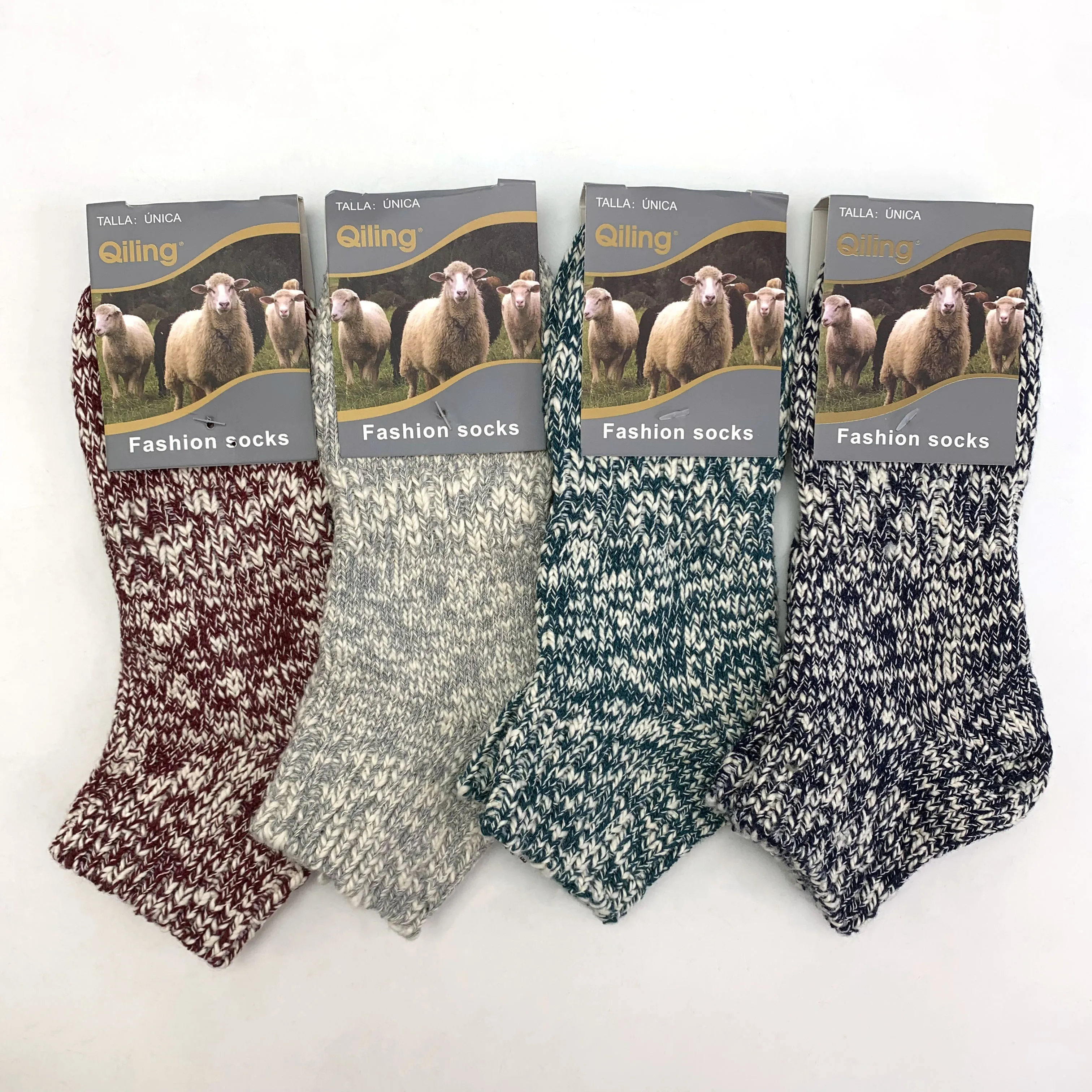 Unisex Fashionable Winter Wool Socks Knitted Woven Retro Style Thick Cotton Material Quick Dry Anti-Slip Breathable Crew Body