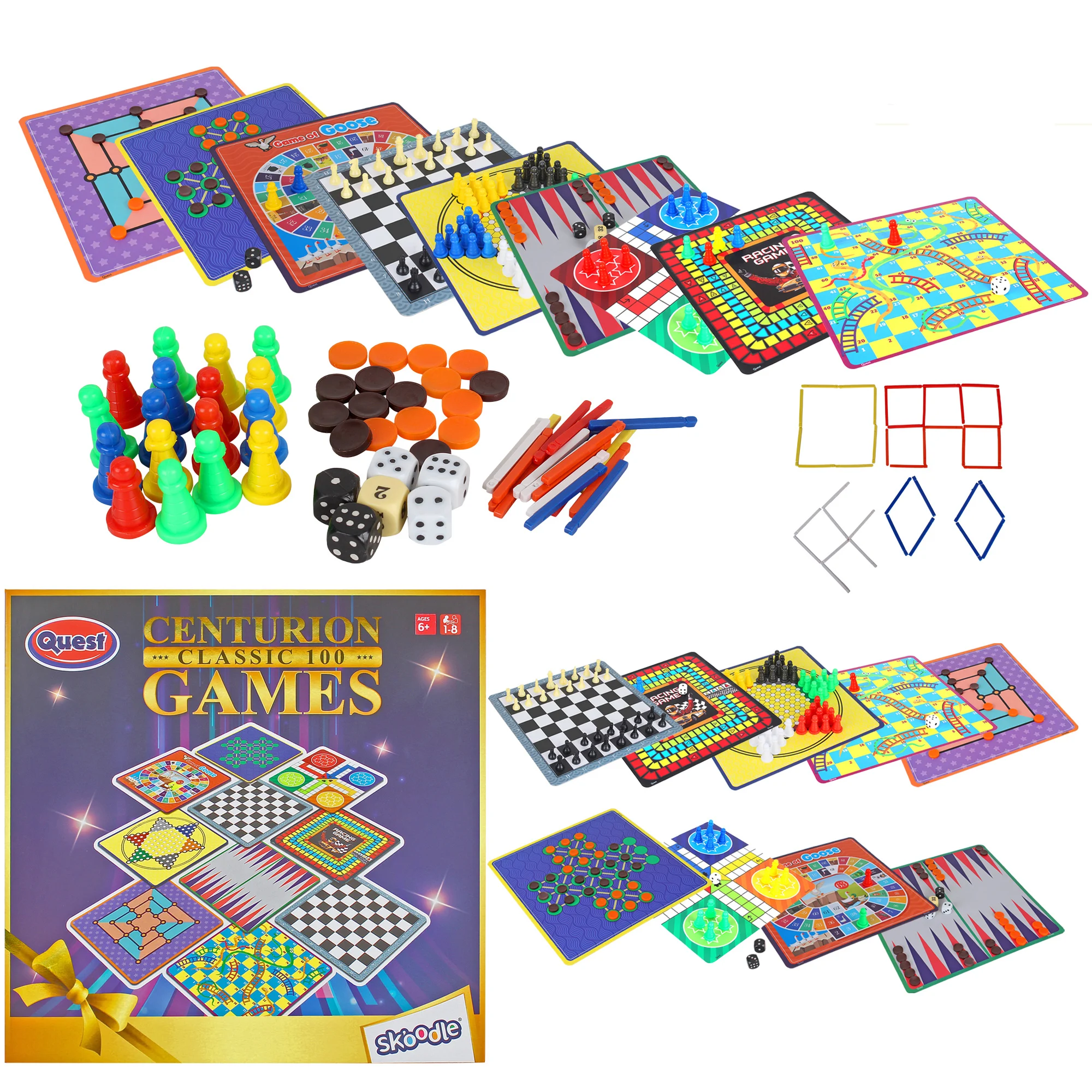 SKOODLE Quest Centurion 5 двухсторонняя Классическая семейная настольная игра коллекция для взрослых и детей шахматы, Лудо, шашки, нарды