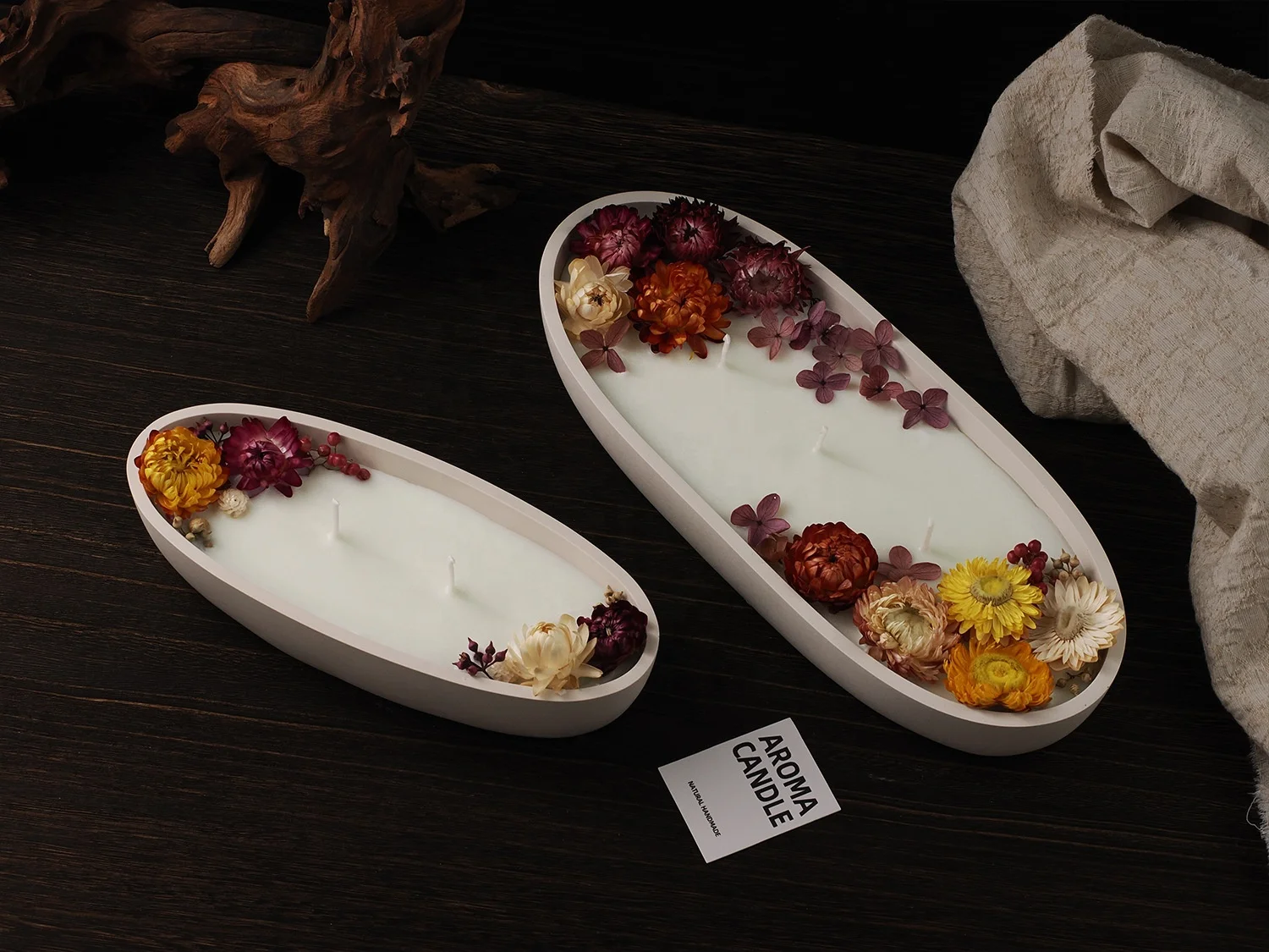 CARATTE Boat Shape Succulent Plant Pot Silicone Mold Oval Tray Cement Candle Vessel Mold for Art Crafts