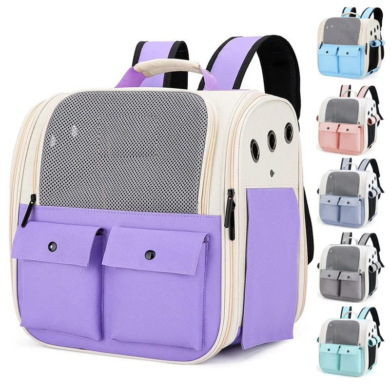 Hot selling cat bags, fashionable and breathable square cat backpacks, foldable for outdoor portable pet bags wholesale