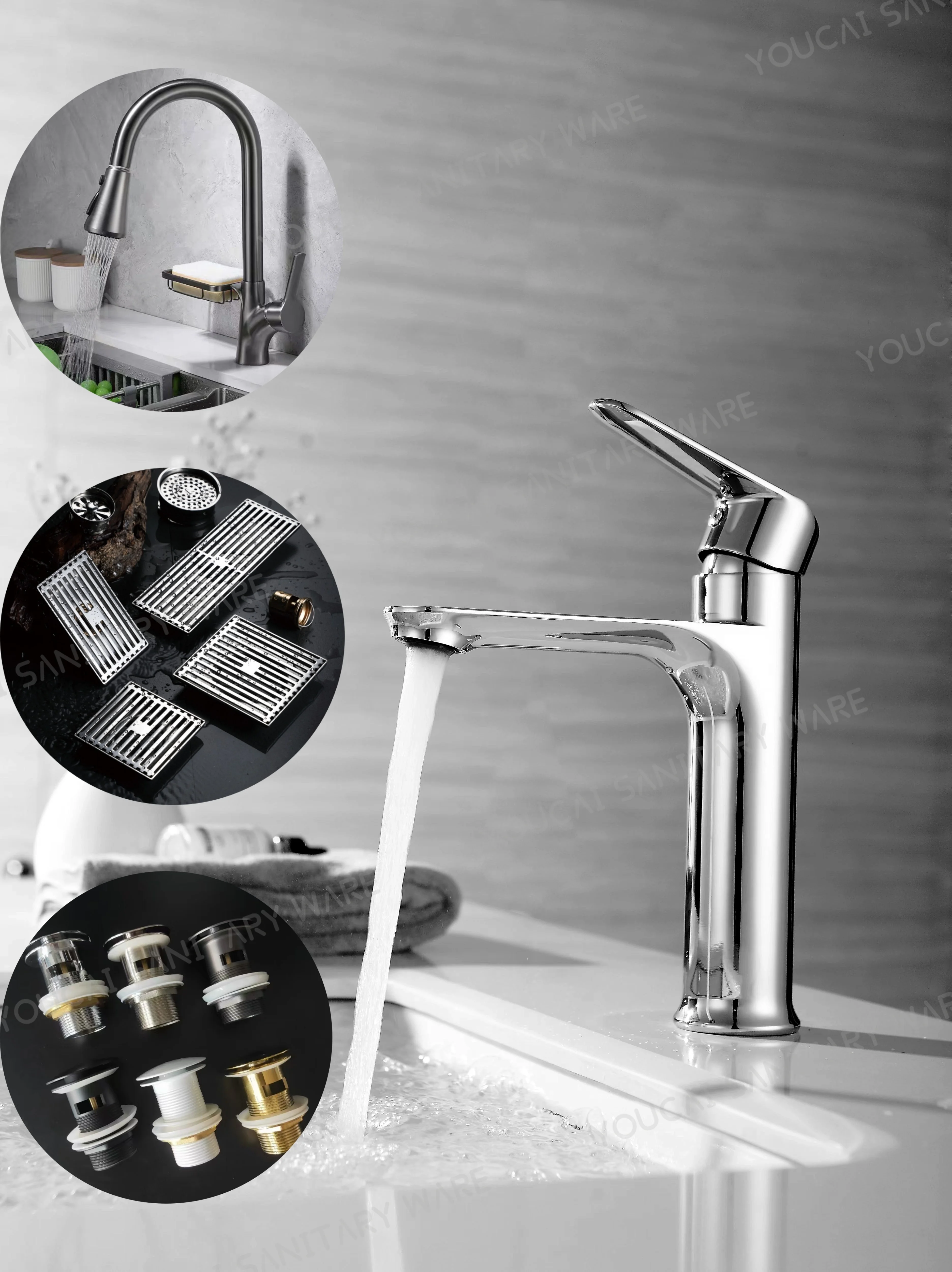 Hot sale Gun grey cold and hot faucet counter top basin deck mounted grey faucet hydro valve water filter tap