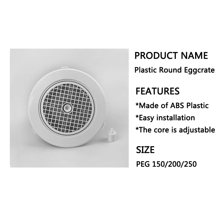 Plastic Round Eggcrate Ceiling Air Vent Circular Diffuser with Disc Air Valve Eggcrate