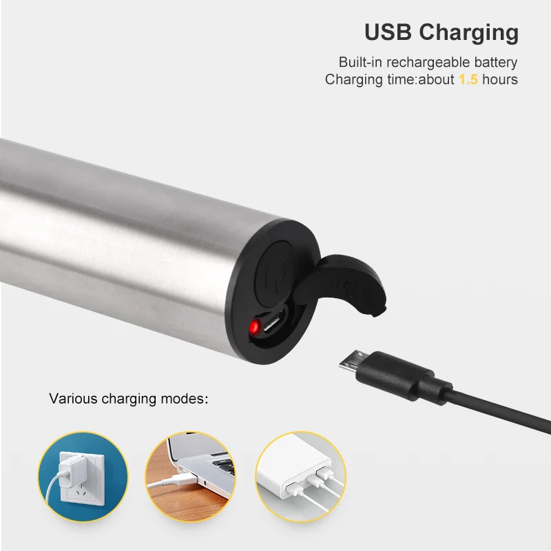 Automatic Portable Coffee Mixer Frother Milk Stainless Steel  Rechargeable Milk Frother Usb Handheld Electric Milk Frother