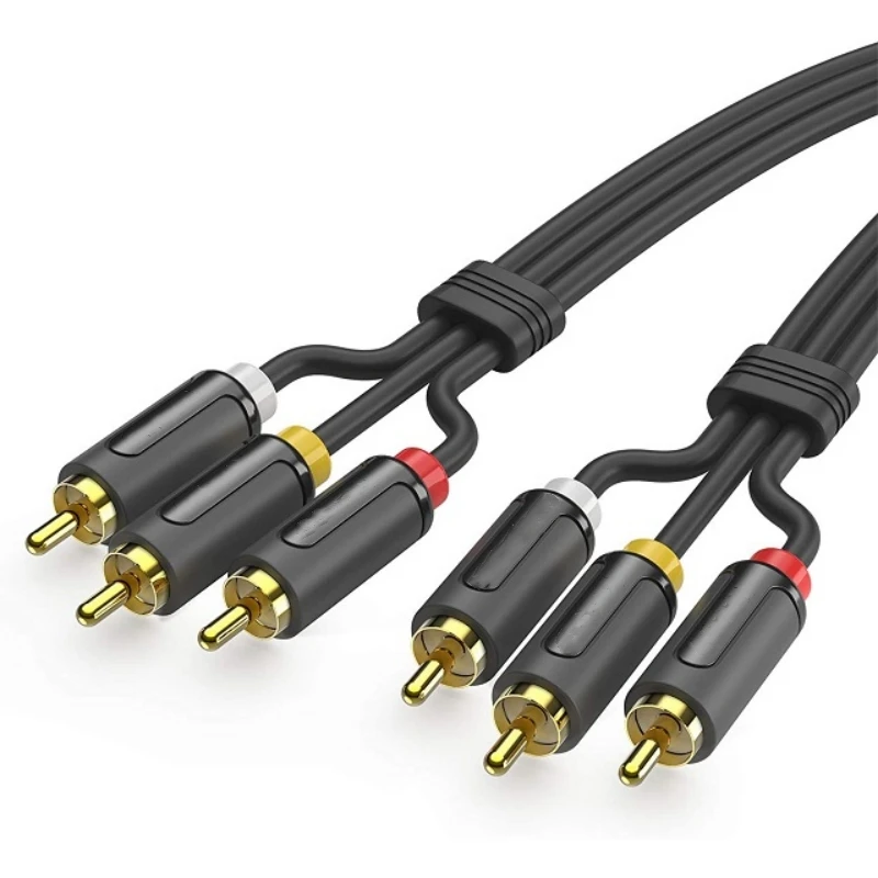 Audio Video RCA Cable OEM 3 RCA to 3 RCA Male Stereo Convertor Compatible with VCR DVD HD-TV Home Theater Bluray Player Soundbox