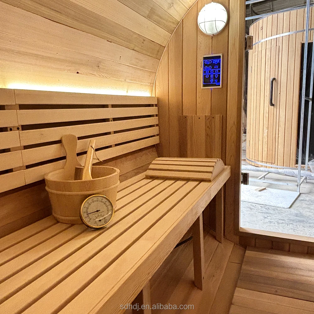 Factory direct sales Russian style outdoor cedar barrel sauna room