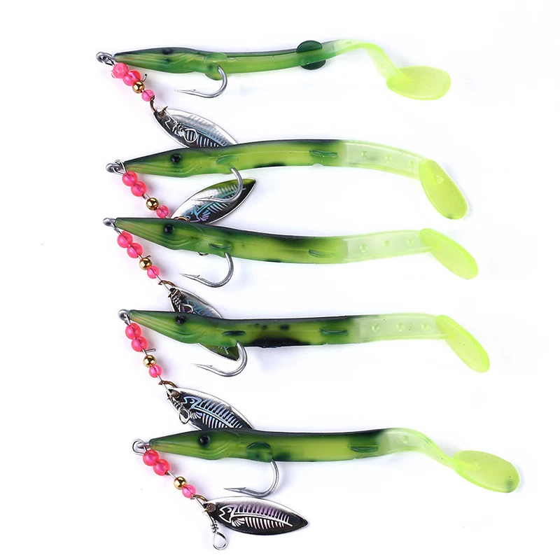 WEIHE 11.5cm 6.2g artificial soft fishing lure pvc fishing bait with hook and spoon