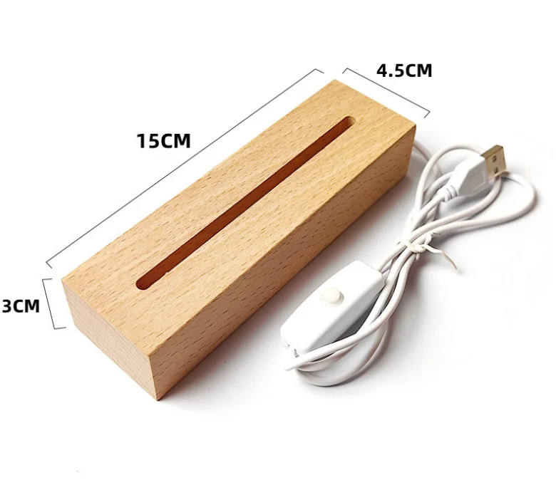 smart colorful night light wooden base for  kids bedroom touch switch built in battery wooden lamp led mood lamp