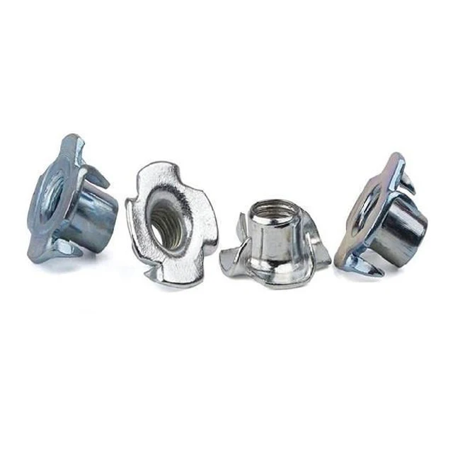 Carbon Steel Blue Zinc Plated T Nuts Four Claw Prong Tee Nut din1624 4-Prong Tee Nuts