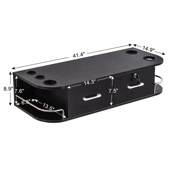 Novelty Design 2 Drawer 2 Side Cabinet Lockable Storage Cabinet Table Top Has Two Built-In Brackets Wood Wall Mount Salon Equipm
