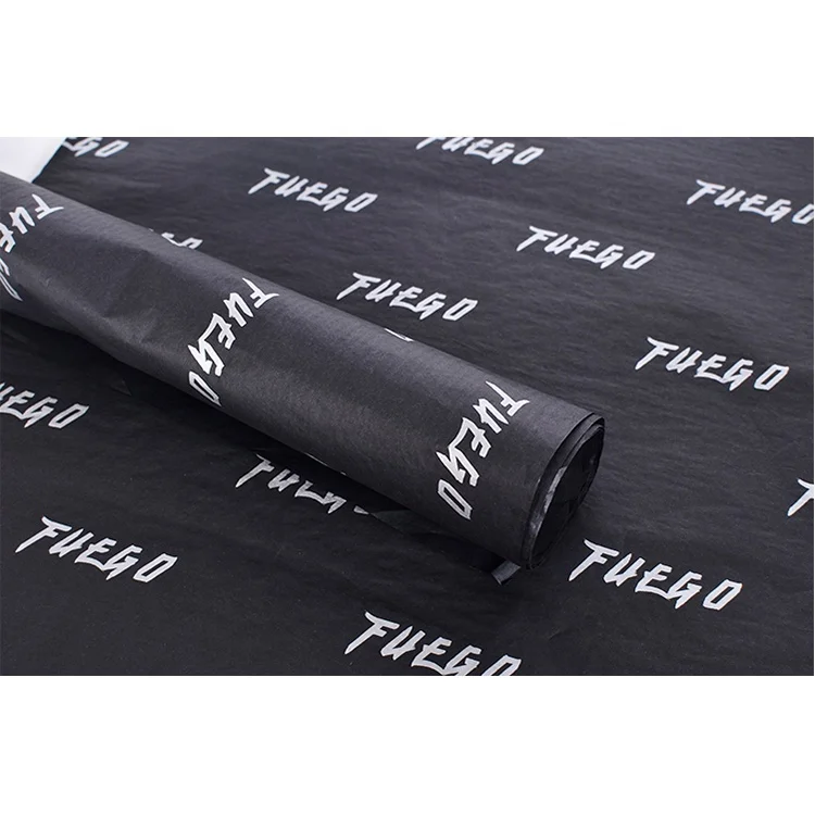 TP-10 Luxury gold foil stamp printing black gift wrapping tissue paper cosmetic makeup tools packaging tissue paper