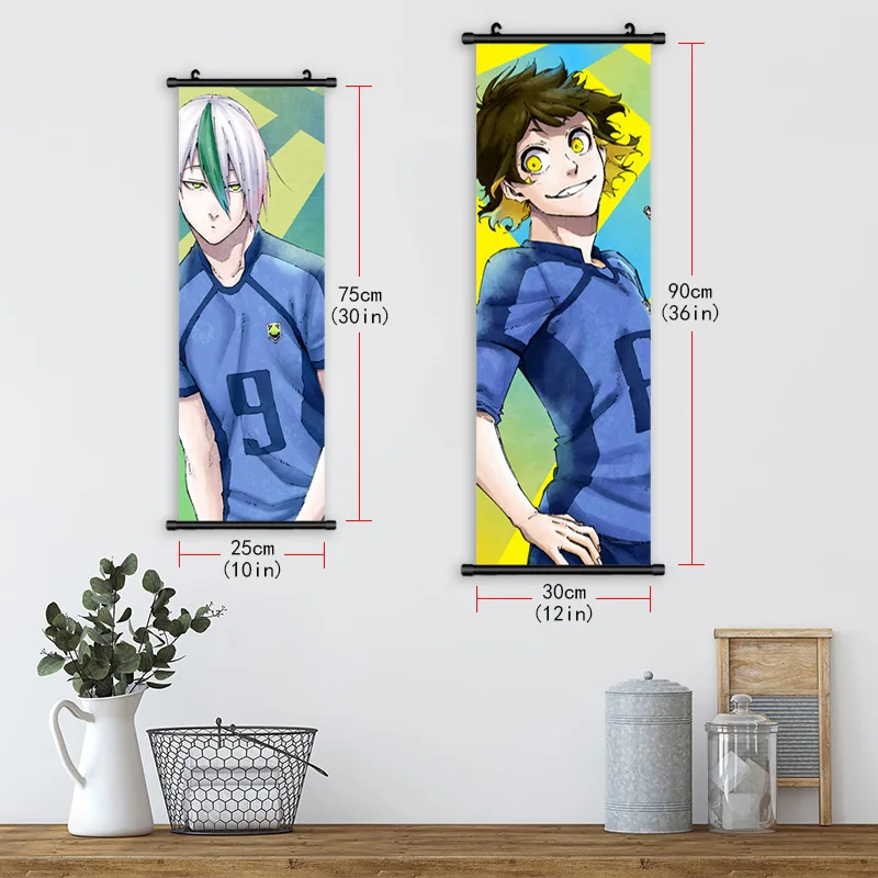 Custom Blue Lock Isagi Yoichi Bachira Meguru Chigiri Hyoma Hangable Wallscroll Posters Anime Wall Scroll
