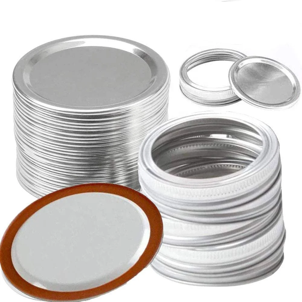 Food Grade Airtight Regular Mouth 70mm Wide Mouth 86mm Silver Gold Aluminum Metal Canning Lids Mason Jar Lids for Canning