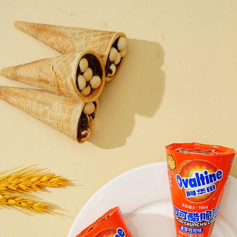 Mangehuafu 76g Chocolate Malt Cocoa Flavor Biscuits Crisp Cone Cookies For Kids Sweet Delicious Snack Manufacturer Supplier