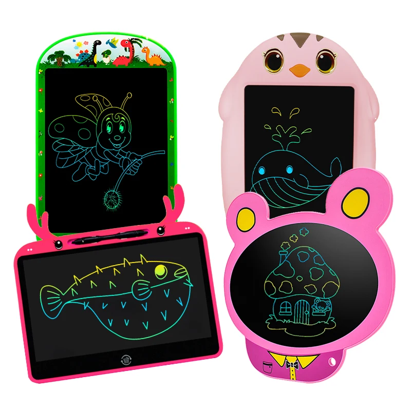 Kids cartoon shape character 8.5 10 12 13 inch lcd digital writing tablet doodle board write memo pad for kids