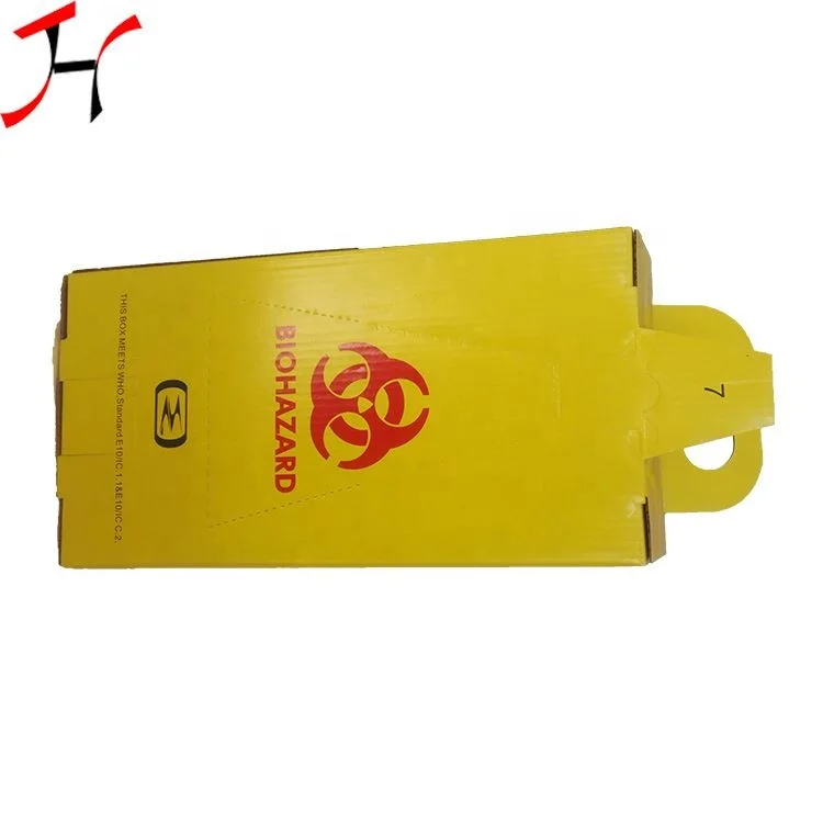 Economic Safety Box Medical Waste Container Paper for Disposal Syringe and Needle Recyclable Varnishing Embossing Accept