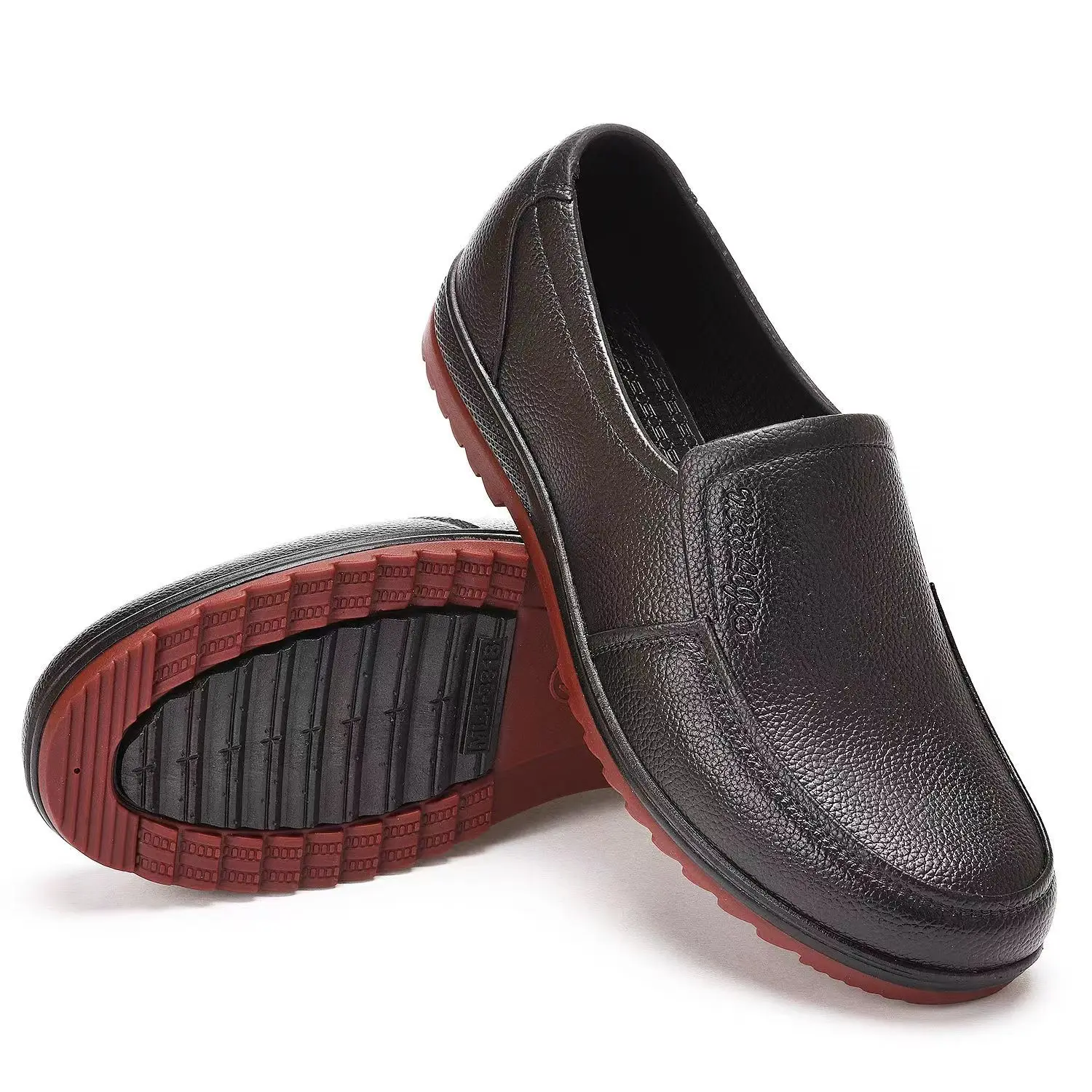 Non Slip TPR sole oil proof leather upper men restaurant kitchen work Shoes Men non slip chef shoes