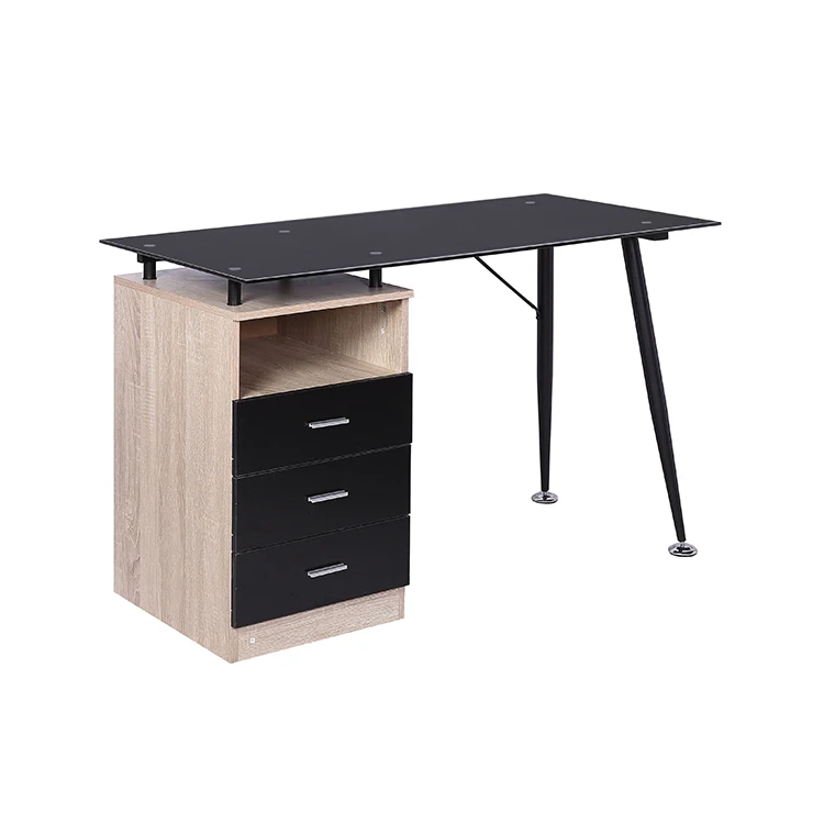 
 Китайский поставщик, современный стеклянный компьютерный стол с черным порошковым покрытием, высокий компьютерный стол  