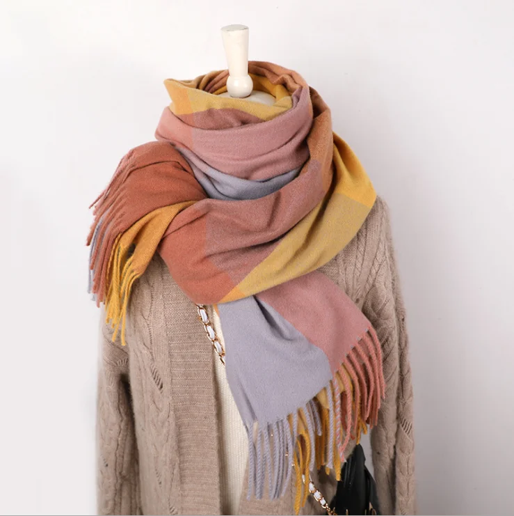 2020 Hot Selling Winter Scarf For Women Plaid Shawl Cashmere Plaid Scarves Bandage Bufanda Blanket Wholesale