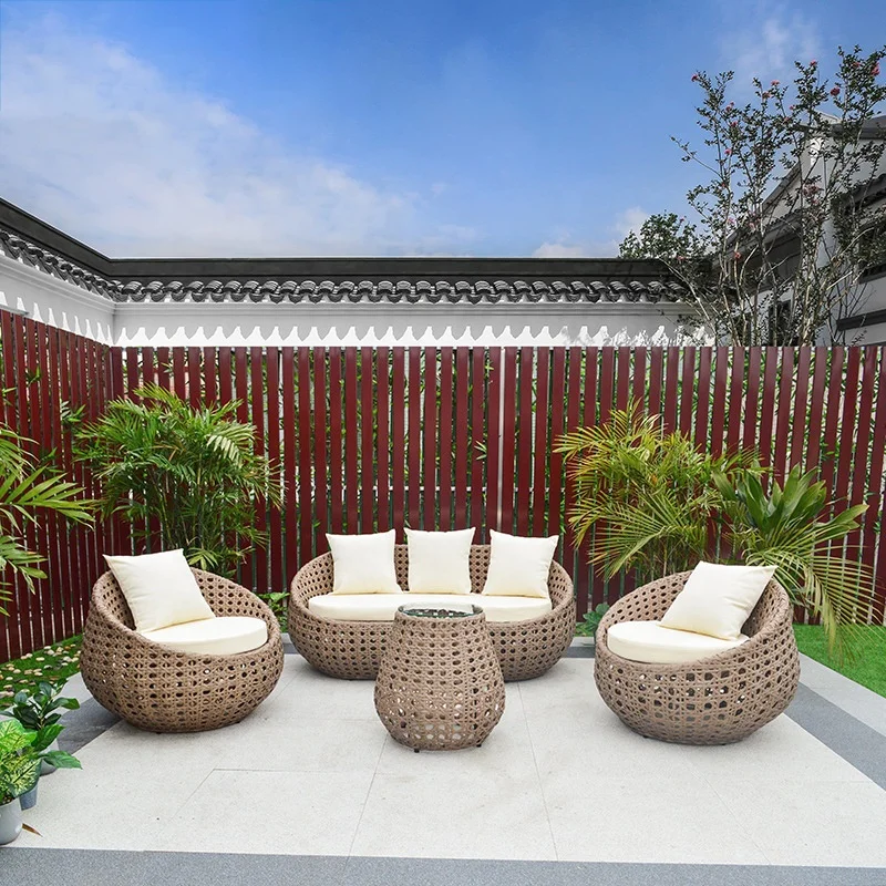 Hand Made PE Rattan Weaving Fashionable Patio Furniture Sofa Set For Home Hotel Resort Villa