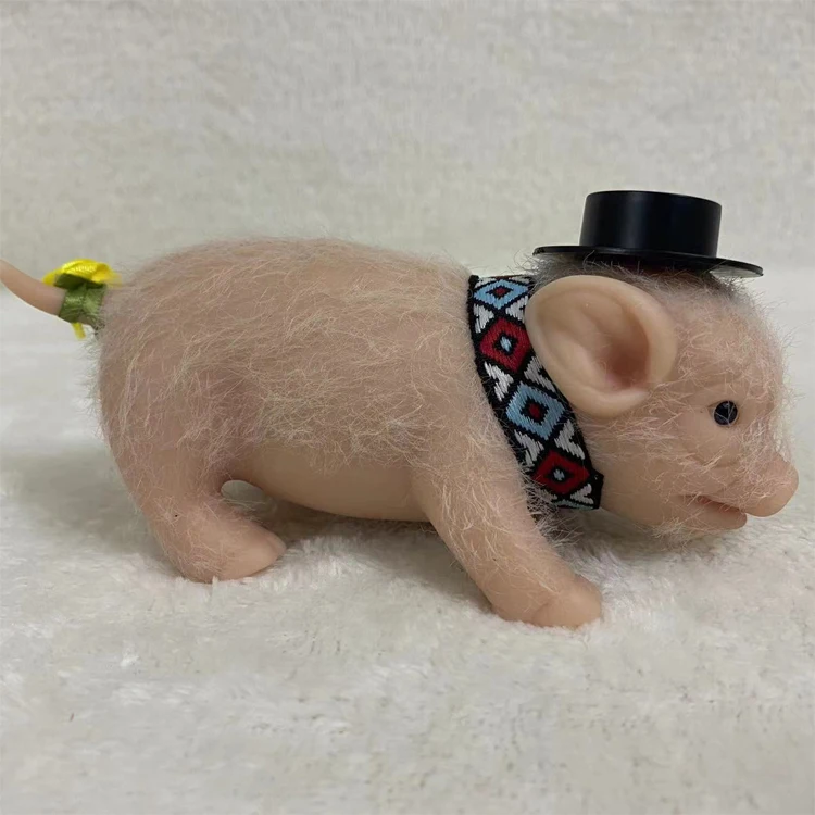 Cute pure silicone lifelike mini reborn pig with fashion fat pacifier clothes