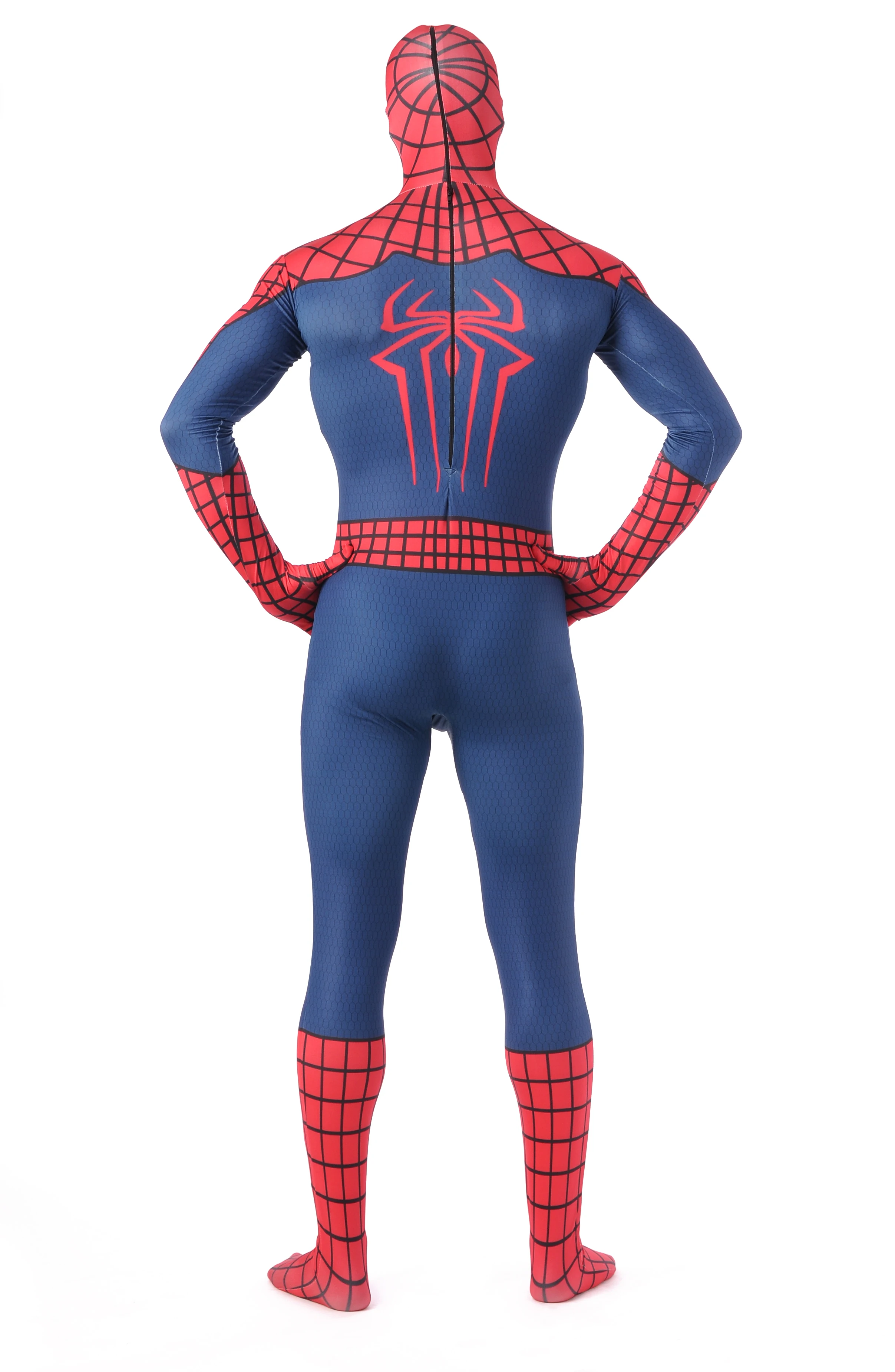 Newest Design Adult Men Comic Spiderman Bodysuit Spider Web Jumpsuit Breathable Zentai Catsuit for Halloween Christmas Cosplay