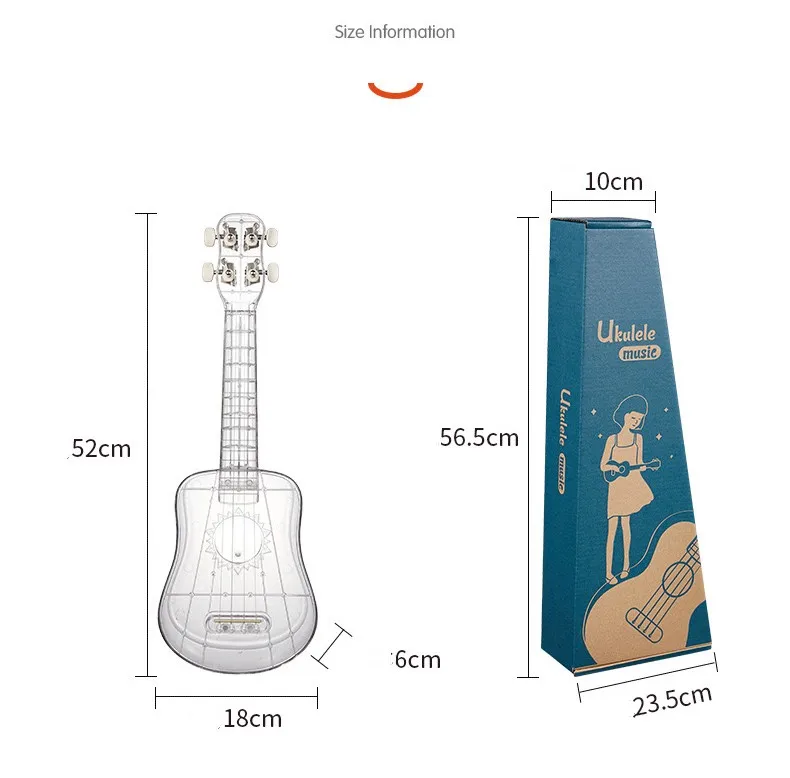 JELO SLG-U5 21 inch Air-nova Transparent  Carbon String  cheap ukulele bass guitar for children kid Toy