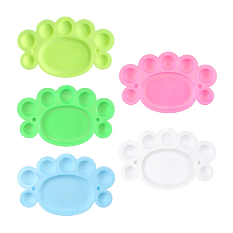 Wholesale Plastic Little Feet Color Mixing Plate Art Supplies Oil Painting 8 Holes Paint Palette