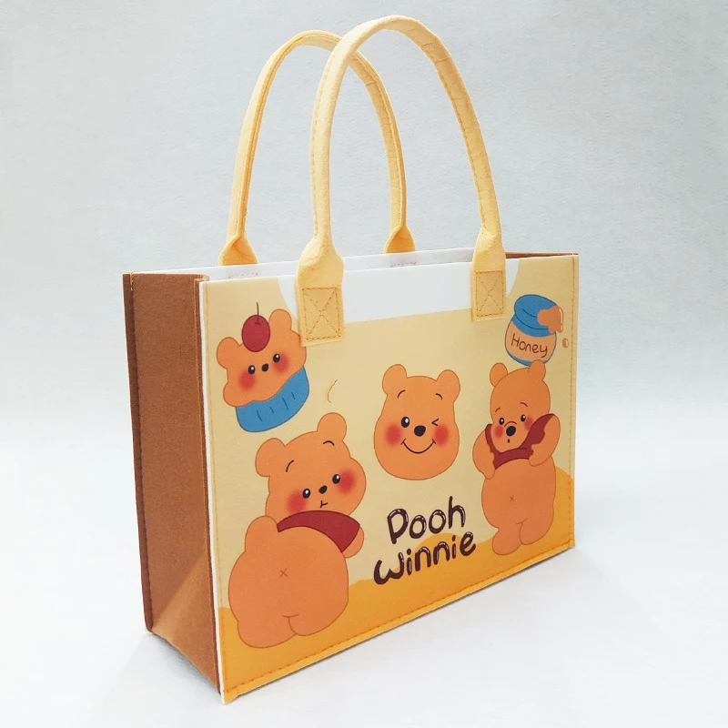 Wholesale Panda style Custom printed logo women tote bag wool felt ladies shopping shoulder bag handbag