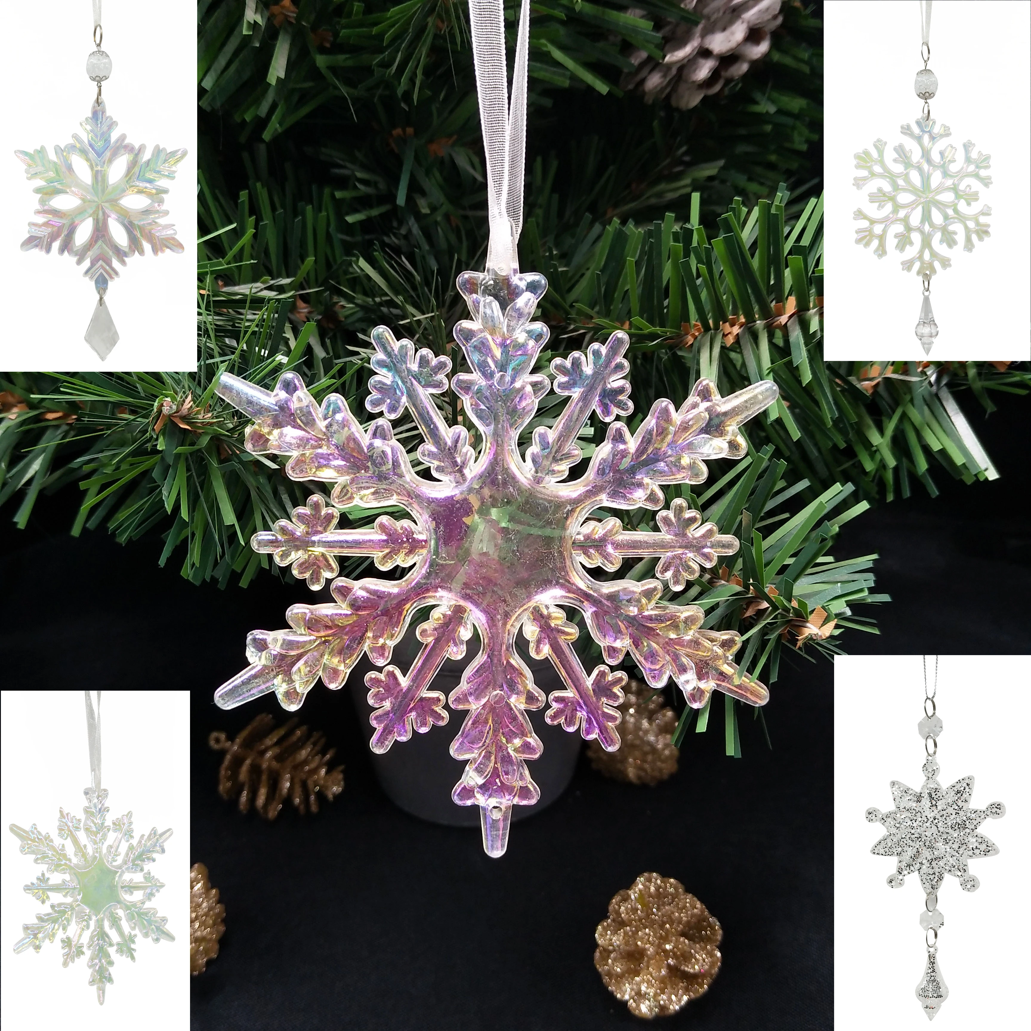 Christmas Snowflake Hanging Crystal ornaments For Christmas Tree Decor and Holiday Gifts