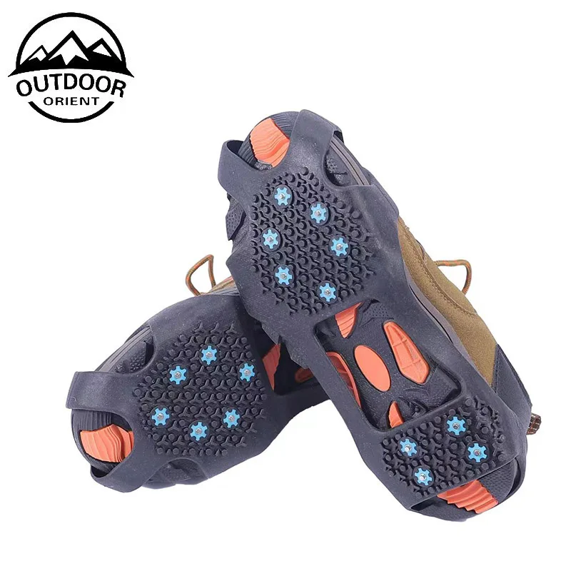 hot selling 12 Teeth Anti Slip Snow hiking crampons Climbing Ice Grips Ice Crampons Spikes Boots Shoes Safe