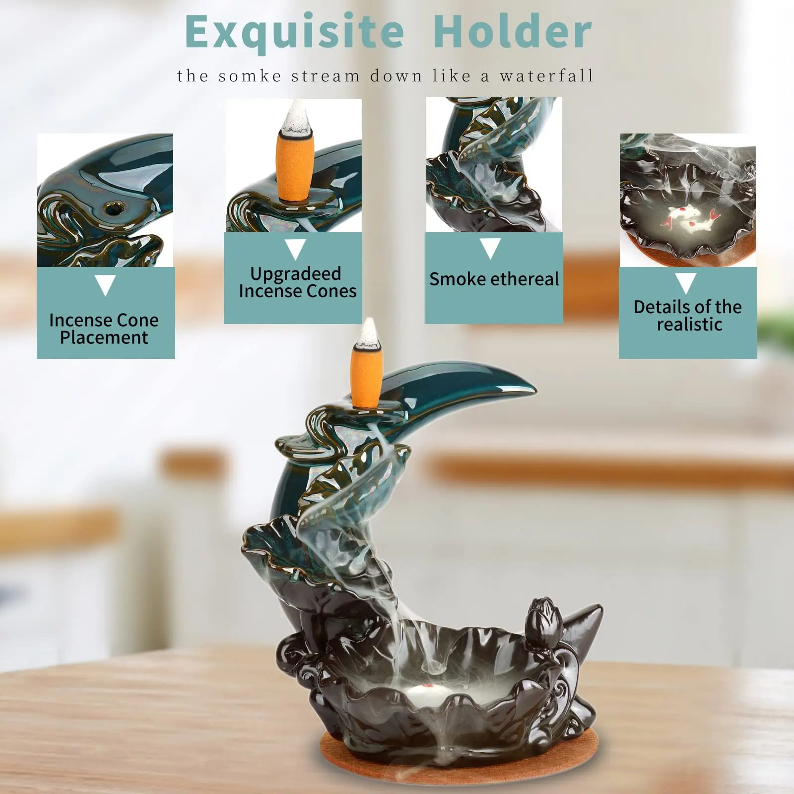 Agarbatti Stand Gas Refill Pen Incense Burner Wooden Pyramid Incense Holder