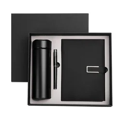 Executive Promotional Business PU Notebook Journal Gift Set with Pen Bottle USB