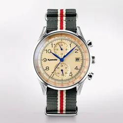 Timebox TC799B1 stainless steel quartz analog nylon strap multi-function date display K1 mineral high dome glass watch unisex