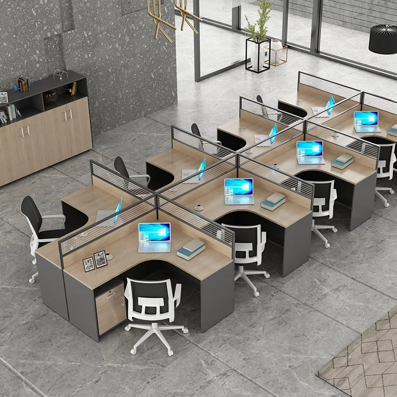 Modern Wooden Mfc  Office Desk L Shape Staff Office Workstation Commercial Office Furniture