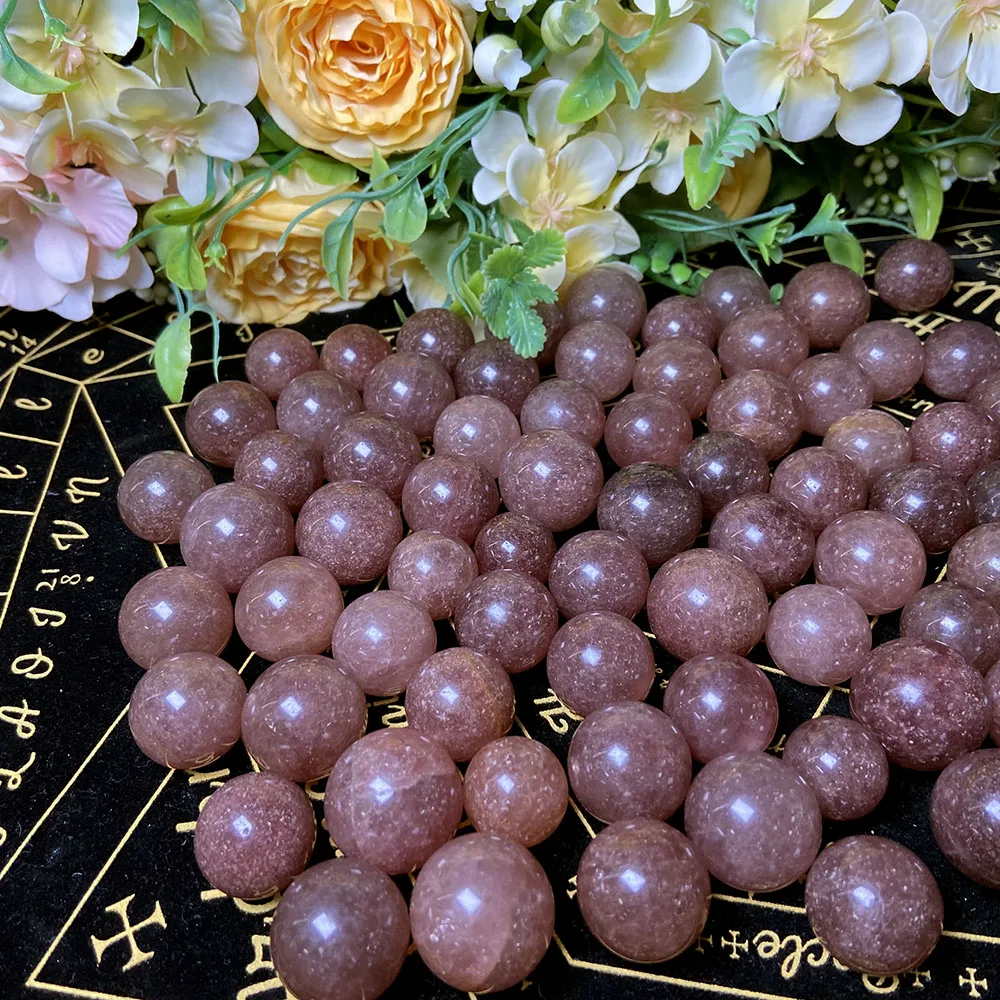 High quality natural crystal ball red strawberry quartz sphere healing gemstone ball