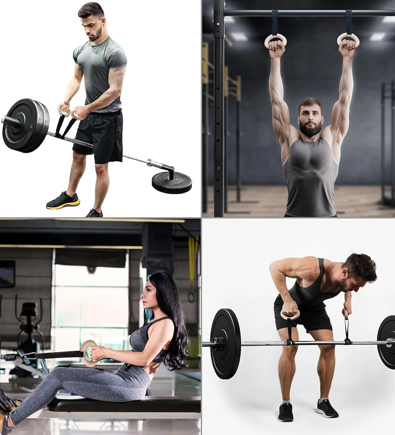 Custom Logo Fitness Non-Slip Gym Handle Double Circle Pull Up Handle Deadlift Handles Gymnastics Rings