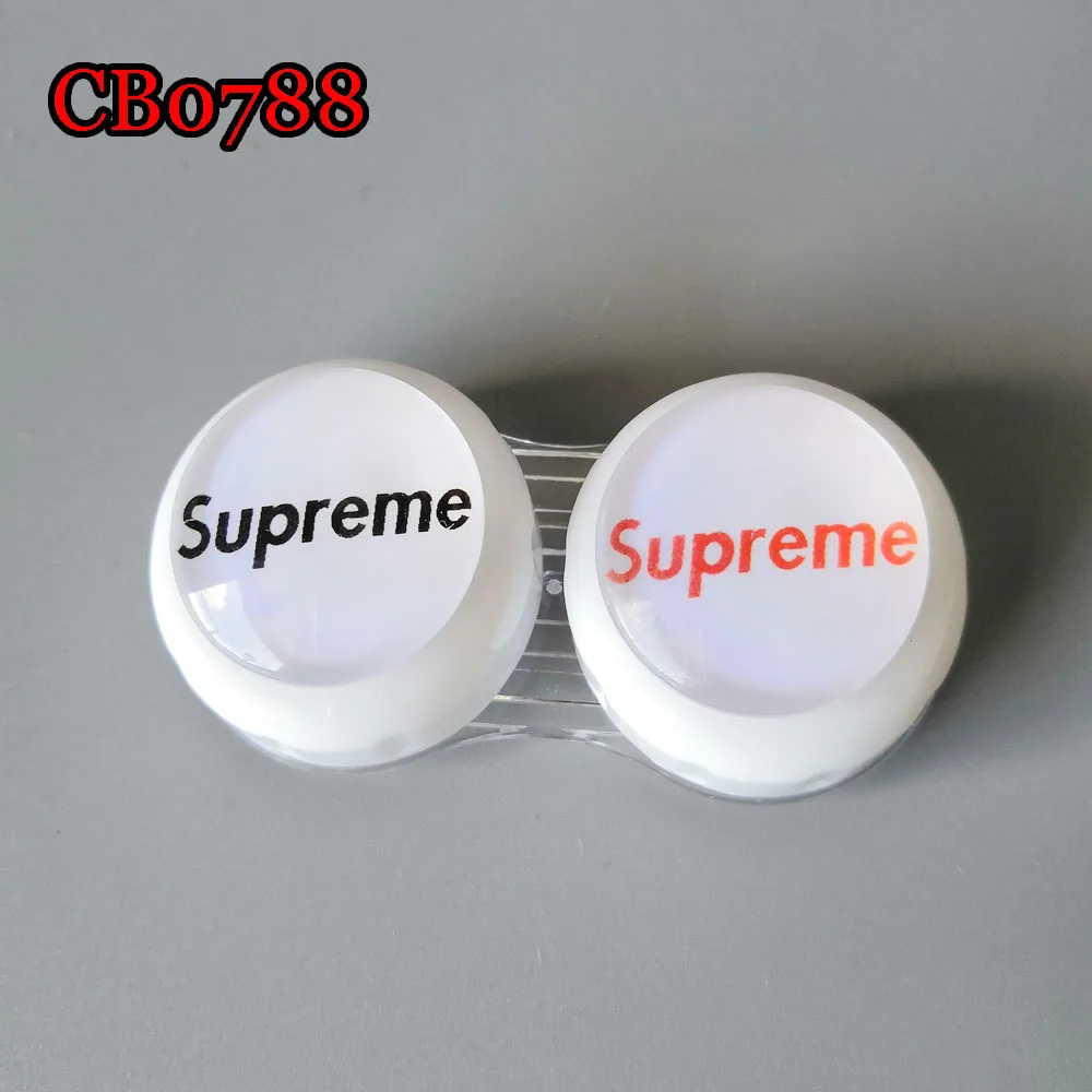 Популярный простой стеклянный чехол для контактных линз с надписью, маленький дорожный бокс CB0788