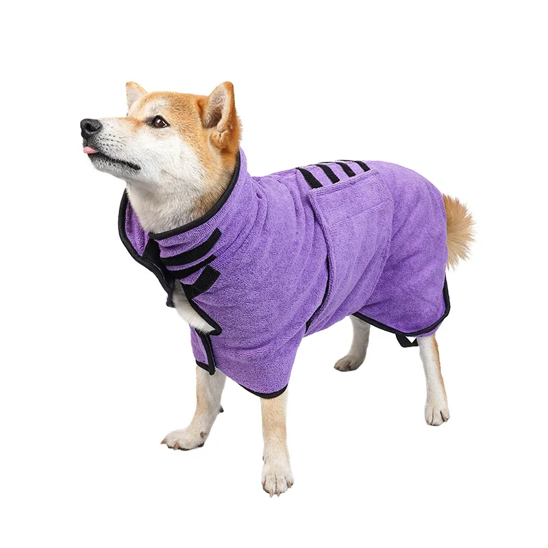 Custom logo cotton towel super absorbent pet drying coat bath robe dog bathrobe for dogs with hoods
