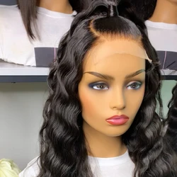 Парик с застежкой 5X5/4X4, парики из натуральных человеческих волос с глубокой волной, натуральные черные норковые натуральные бразильские волосы, парики на сетке