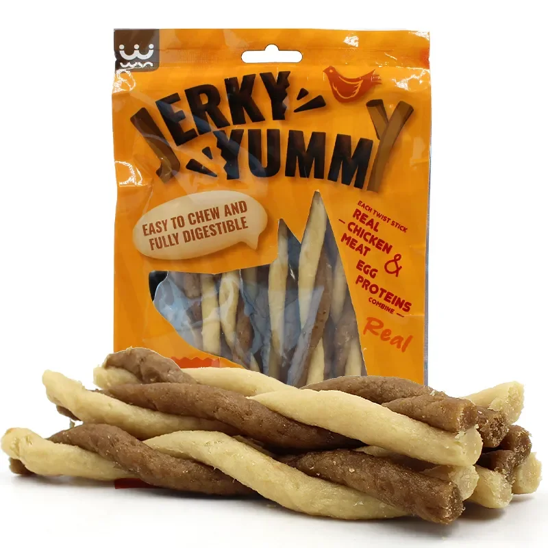 OEM Factory Wholesale Price Double Twist Stick Jerky Chews Pet Food Real  Chicken and Duck Meat 100G Pack Dog Snacks Dogs Treats