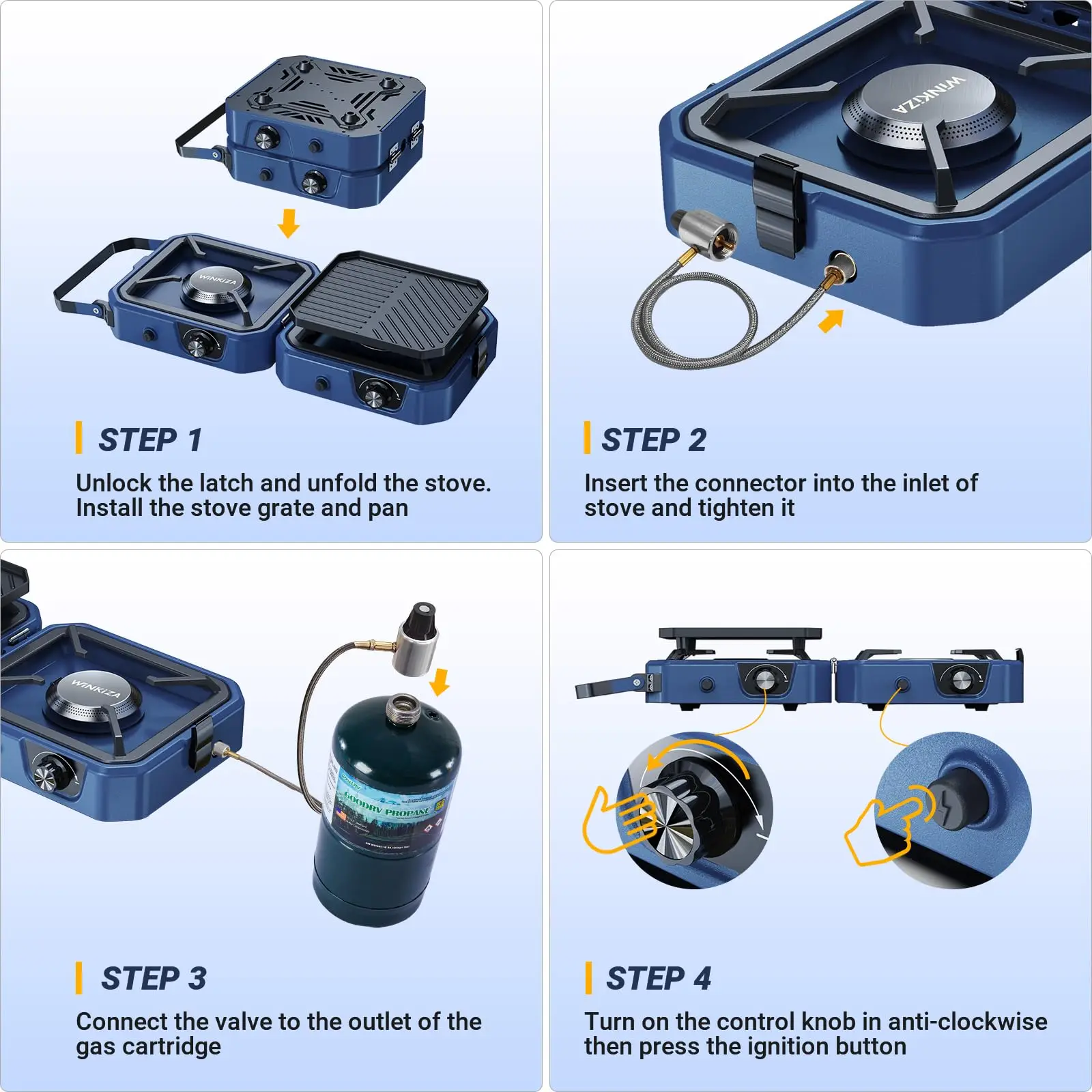 2 Burner Propane Camping Stove  Grill 16000 BTU Foldable Camp Stove Two Adjustable Burners Outdoor Travel Portable BBQ Stove