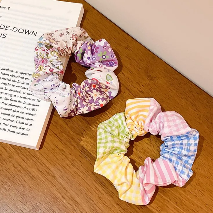 New Arrival Hair Accessories Ribbon Floral Plaid Pattern Design Print Satin Hair Band Women Hair Tie