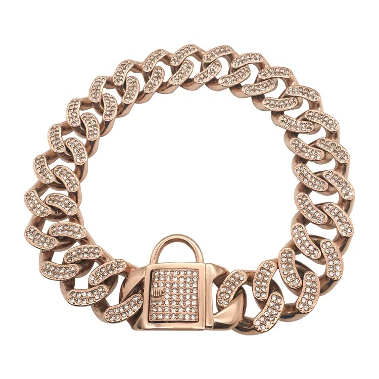 Кубинские Звенья из нержавеющей стали Pitbull Bully для соревнований по питомцам, цепи с пряжкой и алмазным большим ошейником для собак