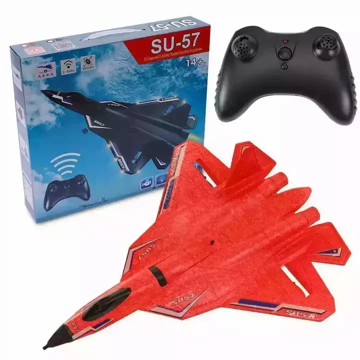 SU57 Model Warplane Flugzeug Radio controlled Airplane Unbreakable Hand Throwing Fixed Wing Foam Glider RC plane With Light